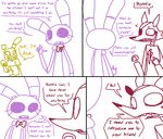  animatronic bonnie_(fnaf) bow_tie breasts canine comic crossgender dialogue english_text eye_patch eyewear female five_nights_at_freddy&#039;s fox foxy_(fnaf) lagomorph machine male mammal rabbit robot springtrap_(fnaf) text the_weaver video_games weaver_bonnie 