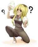  ? bad_id bad_pixiv_id blonde_hair brown_eyes brown_hair dark_skin delinquent_(pokemon) egg long_hair multicolored_hair pokemon pokemon_(game) pokemon_oras simple_background solo two-tone_hair unier white_background 