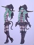  1girl boots breasts character_request checkered concept_art drill_hair gloves green_hair hat high_heels knee_high_boots legs long_gloves long_hair official_art revealing_clothes short_skirt skirt star_ocean star_ocean_integrity_and_faithlessness tail wings witch witch_hat 