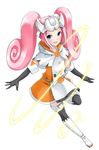  blue_eyes boots elbow_gloves forehead_protector game_console gloves jpeg_artifacts kaden_shoujo long_hair personification pink_hair sega_dreamcast sega_dreamcast_(sega_hard_girls) sega_hard_girls smile solo thigh_boots thighhighs twintails zettai_ryouiki 