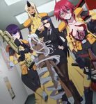  5girls breasts cyclops doppel_(monster_musume) heterochromia highres large_breasts manako monster_girl monster_musume_no_iru_nichijou ms._smith multiple_girls nude ogre one-eyed purple_hair red_hair rifle short_hair smile standing stitched tionishia weapon white_hair yellow_eyes zombina 