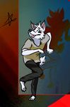  2015 abstract anthro canine dancing fur happy male mammal tongue tongue_out wolf zvxtriad 