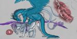  animal_genitalia animal_penis dragon duo falcrus feral grey_background knot penis sex simple_background 