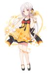  absurdres bow bracelet dress halterneck highres jewelry kaden_shoujo long_hair memory_card official_art personification product_girl sleeveless sleeveless_dress smile solo transcend_information white_hair yellow_eyes 