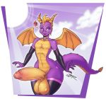  anthro balls big_balls big_penis clothed clothing crossdressing dragon erection girly horn huge_balls huge_penis humanoid_penis legwear male penis retracted_foreskin smile solo spyro spyro_the_dragon standing teer thigh_highs uncut video_games wide_hips wings 