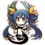  bad_id bad_pixiv_id blue_hair chibi criss-cross_halter detached_sleeves dizzy guilty_gear hair_ribbon hair_rings halter_top halterneck kuro_yuzu midriff navel red_eyes ribbon solo tail wings 