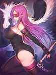  bare_shoulders black_legwear blindfold breasts elbow_gloves facing_viewer fate/stay_night fate_(series) fingerless_gloves gloves large_breasts long_hair mukka nameless_dagger pink_hair rider solo thighhighs thighs 