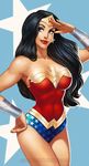  1girl black_hair breasts dc dc_comics female gunnergurl large_breasts leotard lips simple_background solo star_print wonder_woman wonder_woman_(series) 