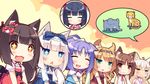  6+girls :3 animal animal_ears azuki_(sayori) black_hair blonde_hair blue_eyes brown_eyes brown_hair cat_ears cat_tail chibi chocola_(sayori) cinnamon_(sayori) closed_eyes coconut_(sayori) elephant game_cg green_eyes heterochromia long_hair maple_(sayori) minazuki_shigure multiple_girls nekopara pink_hair platinum_blonde_hair purple_hair sayori slit_pupils tail twintails vanilla_(sayori) 