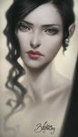  artist_name black_hair earrings jewelry lisa_buijteweg long_hair looking_at_viewer original portrait realistic signature solo 