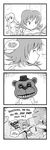  4koma anna_(karbo) comic crisis english fan felarya five_nights_at_freddy's freddy_fazbear greyscale highres karbo lamia mask monochrome monster_girl multiple_girls nude pun scared translation_request 