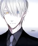  artist_request blue_eyes delico_(gangsta) gangsta hair_over_one_eye heterochromia male_focus necktie pale_skin solo white_hair yellow_eyes 