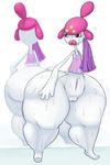  big_butt black_eyes butt female huge_butt lips medicham mirror nintendo pdxyz pok&eacute;mon pussy solo sweat thick_thighs towel video_games 