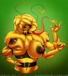  antennae anthro arthropod bee big_breasts big_nipples breasts brown_nipples chirasul honey honey_on_tits insect lactating milf mother multi_limb multiple_arms nipples parent pinup pose solo valencia 