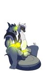  anthro bioluminescence black_scales black_sclera blue_scales brachydios brute_wyvern capcom cuntboy dragon glowing hair intersex kingbeast male monster_hunter on_top penetration penis pussy red_eyes reverse_cowgirl_position scalie sex triti vaginal vaginal_penetration video_games white_hair 