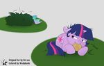  2015 absurd_res bri-sta bush cookie cutie_mark duo equine female food friendship_is_magic fur grass hair hi_res horn mammal my_little_pony princess_celestia_(mlp) purple_eyes purple_fur purple_hair twilight_sparkle_(mlp) unicorn wodahseht 