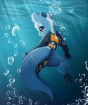  anthro benton blue_eyes blue_sea_slug bubble digital_media_(artwork) floorninja gastropod looking_at_viewer looking_back male marine nude orange_sclera sea_slug smile underwater water 