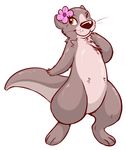  2015 female feral flower flower_in_hair mammal mustelid nude onigrift otter plant semi-anthro solo 