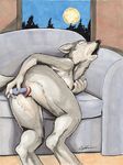  animal_genitalia breasts canine canine_pussy coypowers detailed_background dildo eyes_closed female mammal masturbation moon nude open_mouth penetration pussy sex_toy side_boob sofa solo vaginal vaginal_masturbation vaginal_penetration wolf 