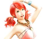  bad_id bad_pixiv_id choko_(pinkypinky) earrings final_fantasy final_fantasy_xiii green_eyes jewelry necklace oerba_dia_vanille red_hair short_twintails solo strapless tubetop twintails 