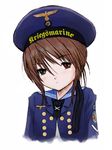  bad_id bad_pixiv_id brown_hair germany hat kriegsmarine military military_hat military_uniform naval_uniform pork_pie_sailor_hat reichsadler rozen_maiden sailor_hat simple_background solo souseiseki tiger_monta uniform upper_body white_background world_war_ii 