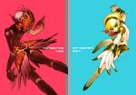  aegis_(persona) android armor black_hair blonde_hair blue_eyes metis mri multiple_girls persona persona_3 red_eyes ribbon robot_joints wristband 