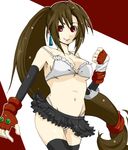  alternate_costume bra brown_hair earrings elbow_gloves final_fantasy final_fantasy_vii fingerless_gloves gloves jewelry kasetsu lingerie long_hair microskirt panties pantsu ponytail red_eyes sideboob skirt thigh-highs thighhighs thong tifa_lockhart under_boob underwear 