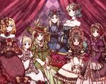  axis_powers_hetalia belarus_(hetalia) belgium_(hetalia) black_eyes black_hair blonde_hair bonnet bow breasts cleavage corset crown flower gloves gothic_lolita hair_ribbon hat hungary_(hetalia) jewelry large_breasts liechtenstein_(hetalia) lolita_fashion long_hair multiple_girls necklace ribbon rose seychelles_(hetalia) short_hair suou_sakura taiwan_(hetalia) ukraine_(hetalia) victorian 