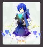  bad_id bad_pixiv_id blue_eyes blue_hair blue_scarf bow character_name copyright_name dress elbow_gloves genderswap genderswap_(mtf) gloves heart i-riya kaiko scarf scarf_bow short_hair signature smile solo vocaloid 