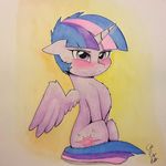  2015 blush captainpudgemuffin cute equine female feral friendship_is_magic horn looking_at_viewer mammal my_little_pony solo twilight_sparkle_(mlp) winged_unicorn wings 