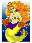  2015 adagio_dazzle_(eg) anthro anthrofied areola arnachy breasts bubble female hair long_hair my_little_pony nipples orange_hair purple_eyes siren solo underwater water 