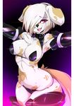  anthro avante92 big_breasts breasts canine dog female fur lens_flare mammal midriff navel open_mouth slugbox solo teeth tongue tuft 