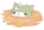  cat molten_rock no_humans notched_ear partially_submerged simple_background solo ticktack_chicken togenyan white_background youkai youkai_watch youkai_watch_busters 