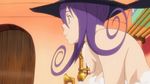  animated animated_gif ass bare_legs barefoot bath bathroom blair boots breasts female hat magic maka_albarn nude purple_hair screencap smile soul_eater talking water witch_hat 