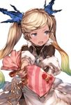  bad_id bad_twitter_id blonde_hair blue_eyes blue_hair blush gift gradient_hair granblue_fantasy green_hair hair_ornament incoming_gift io_euclase long_hair looking_at_viewer looking_away looking_to_the_side minaba_hideo multicolored_hair official_art open_mouth solo tan transparent_background twintails upper_body 