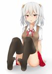  black_legwear blush cameltoe feet harujiya_(setugetuka) highres open_mouth original panties pantyshot pantyshot_(sitting) red_eyes school_uniform sitting soles solo thighhighs toe_scrunch toes underwear white_hair 