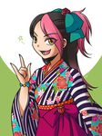  japanese_clothes kimono miko_nakadai multicolored_hair simple_background solo transformers transformers_prime 