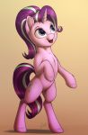  2017 cutie_mark equine female feral friendship_is_magic hair horn lachlan765 mammal multicolored_hair my_little_pony orange_background simple_background smile solo starlight_glimmer_(mlp) unicorn 