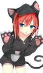  animal_costume animal_ears bad_id bad_pixiv_id blue_eyes blush borrowed_character cat cat_costume cat_ears cat_tail commentary_request highres original red_hair solo tail umibouzu_(niito) 