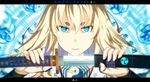  blonde_hair blue_eyes fox_mask katana kimura_(ykimu) long_hair mask original siddham solo sword weapon 