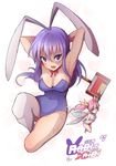  armpits arms_behind_back arms_behind_head arms_up bow bowtie breasts bunny_girl erina_(rabi-ribi) fairy fairy_wings hammer heart large_breasts looking_at_viewer minigirl multiple_girls pink_eyes pink_hair purple_eyes purple_hair rabi-ribi ribbon_(rabi-ribi) twintails waero white_background wings 