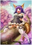  animal_ears arm_support arms_behind_back bad_id bad_pixiv_id bare_shoulders braid branch crotch_rub dog_ears dress elin_(tera) emperpep gloves leaning_back long_hair maid mary_janes masturbation no_panties open_mouth purple_eyes purple_hair pussy shoes short_dress solo straddling tail tera_online thighhighs tree twin_braids twintails 