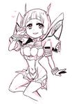  1girl breasts cleavage cosplay gloves heart hearts junketsu kazaya kill_la_kill mankanshoku_mako monochrome senketsu_(cosplay) short_hair thigh_boots 