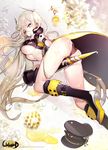  antennae ass bee bee_girl beehive blonde_hair breasts bug flower gio_(maroon0924) green_eyes hat hat_removed headwear_removed high_heels honey insect insect_girl large_breasts long_hair looking_back official_art petals pot solo suggestive_fluid underboob unleashed very_long_hair 