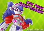  aori_(splatoon) autobot crossover domino_mask gradient gradient_background mask optimus_prime pink_eyes solo splatoon striped_background transformers 