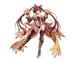  :d animal_ears armor bangs bare_shoulders bikini_armor bow breasts cerberus_(shingeki_no_bahamut) cleavage collarbone dog_ears fang full_body granblue_fantasy groin hair_between_eyes hand_puppet high_heels jewelry long_hair medium_breasts minaba_hideo navel neck_ring official_art open_mouth orange_eyes panties puppet purple_bow red_armor red_hair red_legwear red_panties shingeki_no_bahamut smile solo thighhighs transparent_background twintails underwear v-shaped_eyebrows 