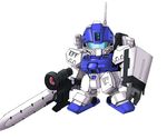  artist_request chibi gm_sniper_ii gun gundam gundam_side_story:_rise_from_the_ashes mecha no_humans scope shield simple_background sniper_rifle solo weapon 