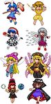  ambiguous_red_liquid animal_ears bad_id bad_pixiv_id blonde_hair blue_hair brown_hair bunny_ears cape clownpiece doremy_sweet dress floppy_ears hat hecatia_lapislazuli jester_cap junko_(touhou) kine kishin_sagume legacy_of_lunatic_kingdom long_hair long_sleeves mallet multiple_girls nightcap pantyhose pixel_art polos_crown red_hair reimufate ringo_(touhou) seiran_(touhou) shirt shoes short_hair short_sleeves silver_hair single_wing skirt t-shirt tail tapir_tail touhou touhou_ningyougeki usami_sumireko vest white_background wings 