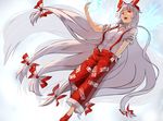  :o bad_id bad_pixiv_id blue_fire dutch_angle fire floating_hair fujiwara_no_mokou hand_in_pocket houmatu_awa long_hair open_mouth pants red_eyes red_footwear red_pants shoes silver_hair solo torn_clothes torn_sleeves touhou very_long_hair 
