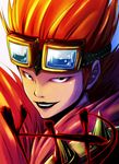  1boy eustass_captain_kid goggles goggles_on_head male_focus one_piece red_hair simple_background smile solo 